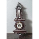 Barometer, um 1900, Gebrüder Lange, Bremen, geschnitzter Holzrahmen dunkelbraun gefasst, weiße