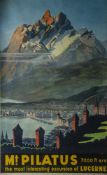 Betschmann, Otto (1884-1959), "Pilatus - Zahnradbahn", Plakat/Farblithographie, 1958. Ca. 102 x 63,5