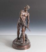 Gaudez, Adrienne Etienne (1845-1902), Défense du foyer, Bronze, dunkel patiniert, auf dem Sockel mit