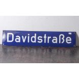 Straßenschild Hamburg, Email 60/70er Jahre. Davidstr. Original (weiße Schrift auf blauem Fond) ca.