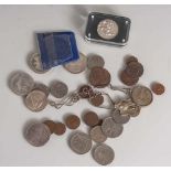 Posten Münzen, darunter 4 x 10 Deutsche Mark, 1 x Half Dollar, USA 1964, 1 x Maria Theresia