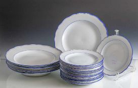 Serviceteile, 16-teilig, Meissen, blaue Schwertermarke, Pfeifferzeit u. um 1890, Porzellan, blauer