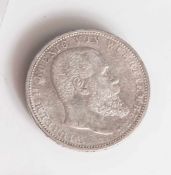 1 Münze, Deutsches Reich, 1907, F, 5 Mark, Wilhelm II. König v. Württemberg.