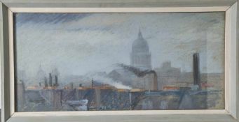 Wohl Presber, Adolf (1896-1977), Blick über London auf die St. Pauls Cathedral, Pastell/Malkarton,