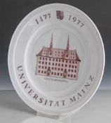 Wandteller Höchster Porzellan "Universität Mainz" handbemalt. Durchm. 25cm.