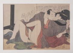 Kitagawa, Utamaro (1753-1806), "Erotik" Nr 9, Farboffsetdruck. Ca. 31 x 21,5 cm, PP, hinter Glas