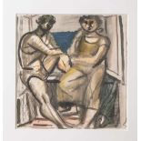 Edvard, Frank (Korschenbroich/1909 - 1972/Saarlouis), Sitzender Frauenakt im Freien, Aquarell,