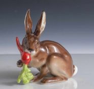 Figurine, Hase, Hutschenreuther, grüne Manufakturmarke, 2. Wahl, Künstlerpressmarke, Entwurf Karl