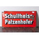 Emailschild Schultheiss Platzenhofer mit Emailschäden, Herst. Emailw. Gottfried Dichanz Berlin.