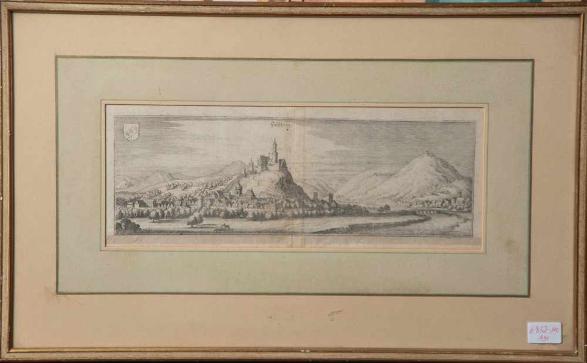 Merian, Matthäus (1621-1687), "Felßberg", Kupferstich aus Topographia Hassiae 1655. Ca. 11 x 32