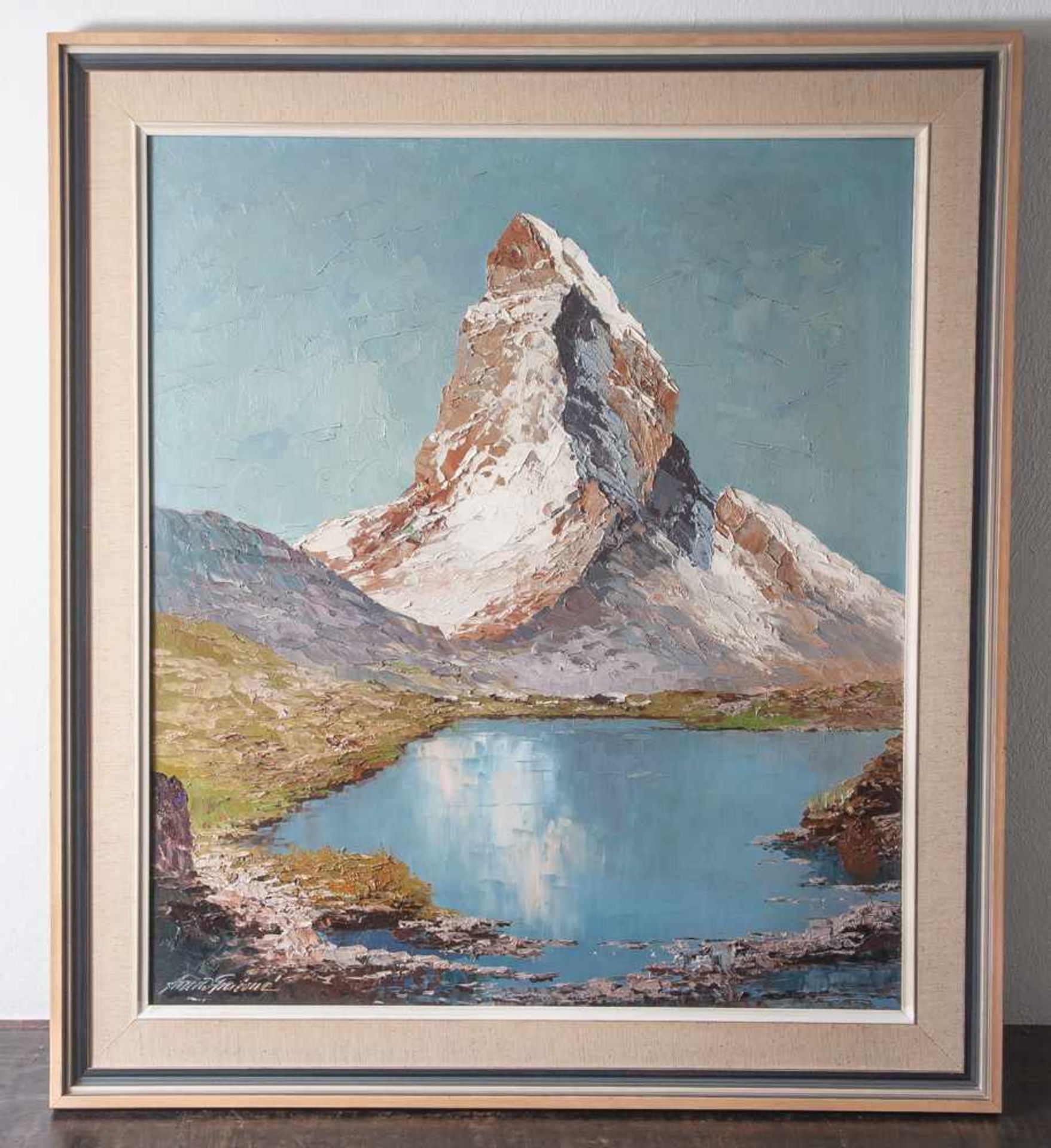 Arnold-Graboné, Georg (1896-1982), "Stellisee mit Matterhorn", Öl/Lw, li. u. sign. Ca. 80 x 70 cm,