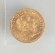Goldmünze, 10 Kronen, Kaiser Franz Joseph I, Österreich-Ungarn, 1915, Nachprägung. 900/1000, 3,8