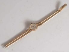 Damenarmbanduhr, Gelbgold 585, rundes Uhrengehäuse mit Metallzifferblatt mit goldfarbener