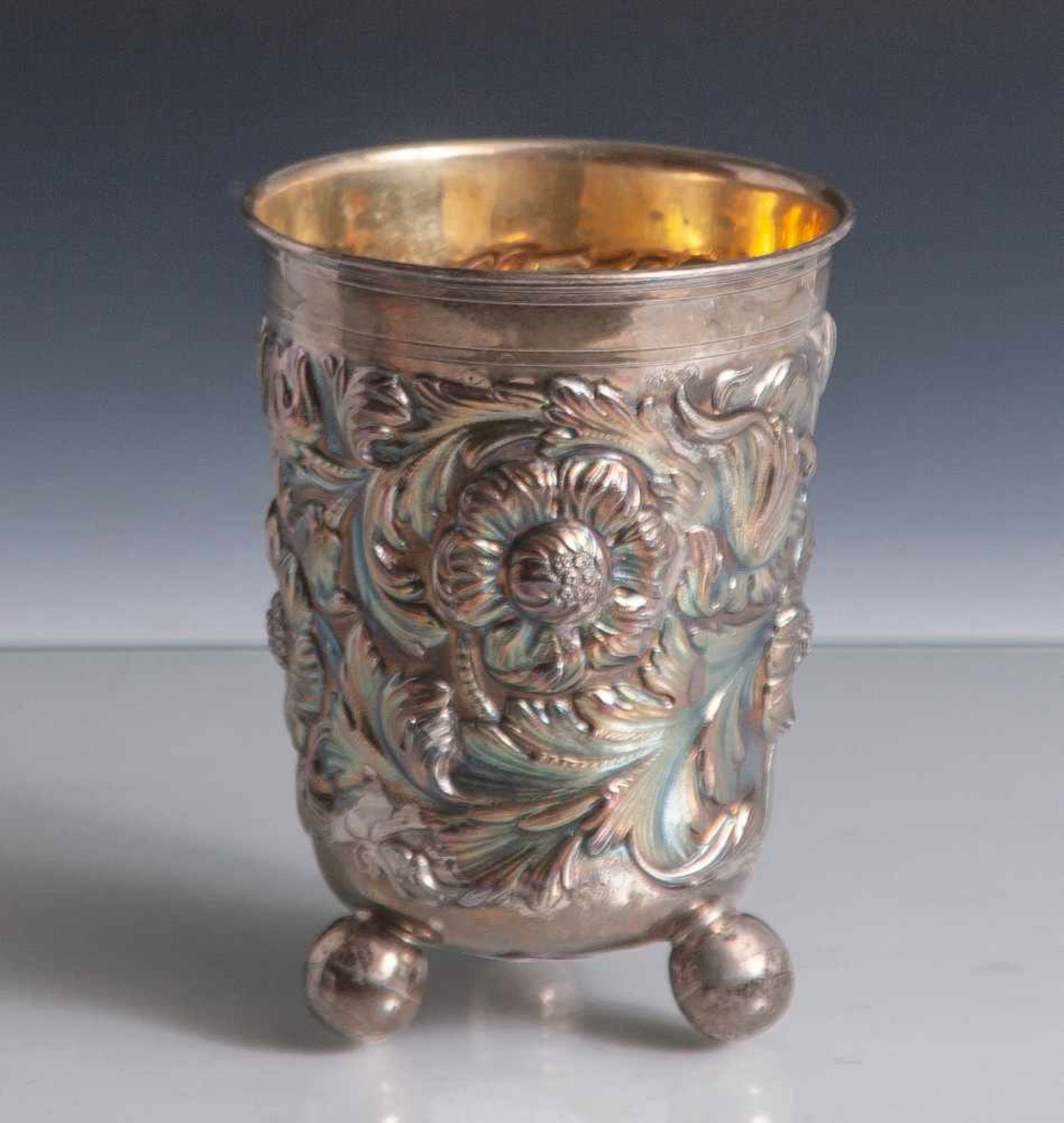 Becher, im Stil des 17. Jahrhunderts, Silber 925, wohl USA, gemarkt: Manufakturmarke (undeutl.),
