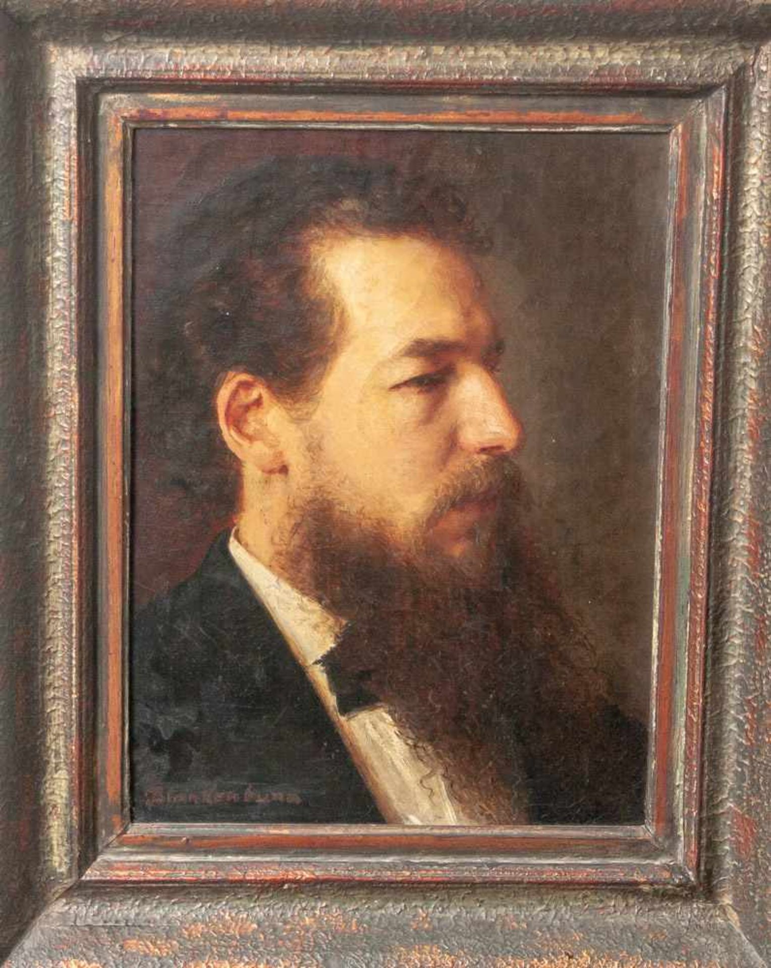 Blankenburg (19. Jahrhundert), Porträt eines jungen bärtigen Mannes im Profil, Öl/Lw., li. u. sign.,