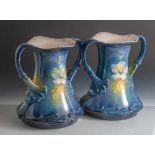 Paar Vasen, Franz Anton Mehlem/Bonn, Manufakturmarke, Preßnummer 2650, Keramik, Krakeleeglasur,