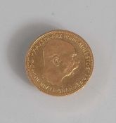 20 Kronen, Franz Joseph I, Österreich 1915, Gold 900/1000, ca. 6,85 gr.