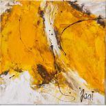 Jani, "Gelber Falter", Acryl/Lw, re. u. sign. Ca. 20 x 20 cm, auf Keilrahmen aufgezogen.