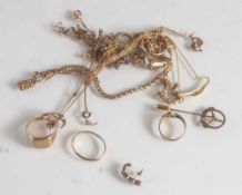 Konvolut Goldschmuck, 333, bestehend aus: 5 Ringen, 1 Mercedes-Nadel, Paar Ohrstecker, 1 Anhänger, 6