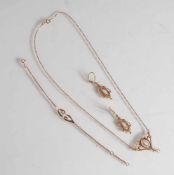 Schmuckset, Gelbgold 585, im Jugendstil, 3-teilig, bestehend aus: Collier, Armband und Paar