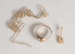 Posten Goldschmuck, 333 und 585, Kette und Ringschiene (333, ca. 2,8 gr. (brutto)), Anhänger,