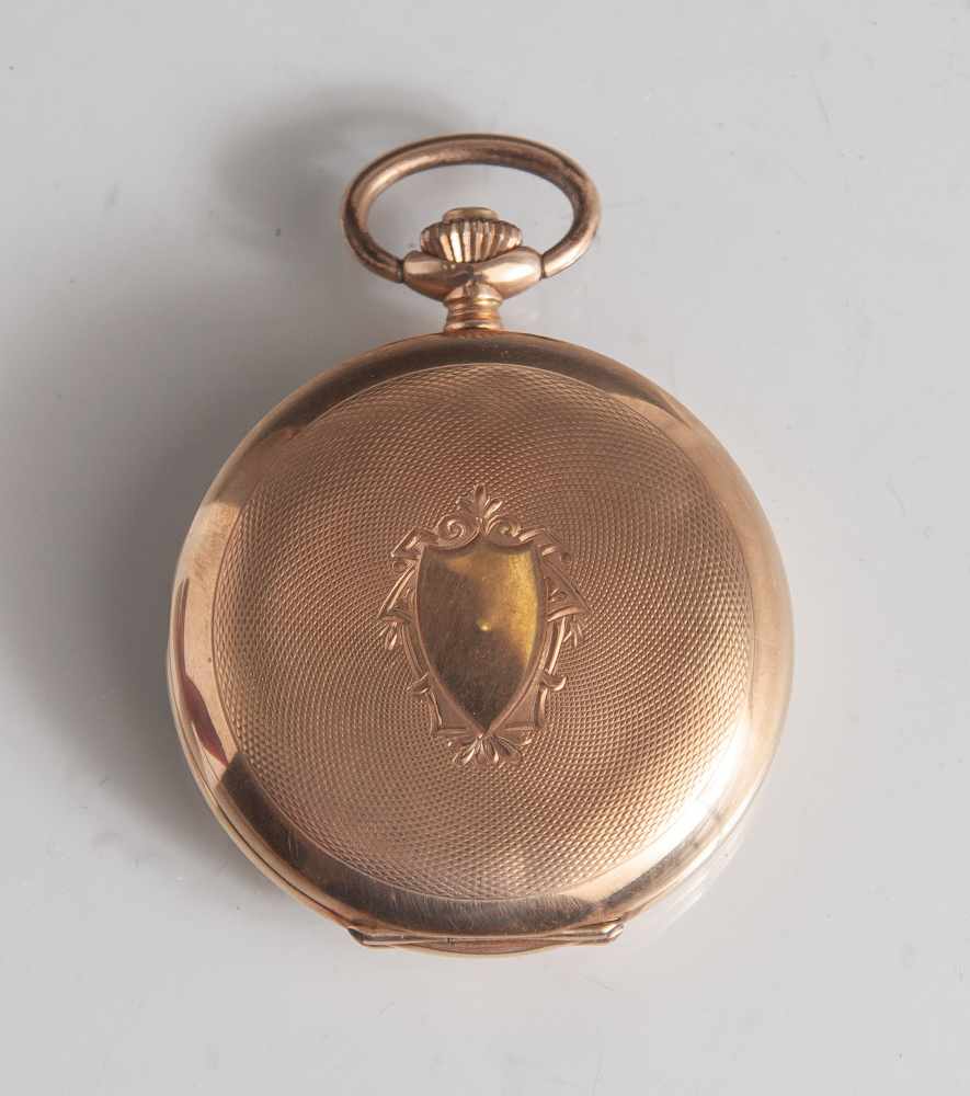 Herrentaschenuhr, Savonette, um 1900, Gelbgold 585, guillochiertes Gehäuse mit freier - Image 2 of 2