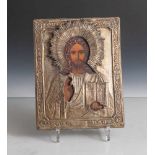 Ikone, Christus Pantokrator, Russland, wohl Anfang 20. Jahrhundert, Eitempera/Holz, mit