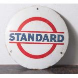 Emailschild Standard Oil, Durchm. ca. 40cm. Wohl 40/50er Jahre, mit Hersteller, beschädigt.