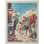 Simshäuser, Karl (1910-1991), Orientalischer Basar, Aquarell/Papier, re. u. sign., ca. 40x 29 cm.