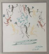Picasso, Pablo (1881-1973), Reigen mit Friedenstaube 25.7.61, Graphik, in der Platte sign.Ca. 51 x