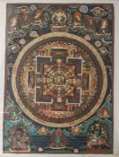 Mandala-Thangka, Tibet, 19. Jahrhundert, Gouache/Leinen, mit zentraler Buddhadarstellung,mehrfach