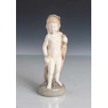 Figurine, Mädchen mit Gewehr u. totem Vogel, Bodenstempel K.A.W. um 1910, H: ca 14 cm.