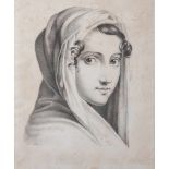 Wohl Coblitz, Louis (1814-1863), Porträt eines jungen Mädchens, 1829,Bleistift/Kohlezeichnung, li.