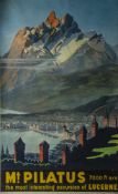 Betschmann, Otto (1884-1959), "Pilatus - Zahnradbahn", Plakat/Farblithographie, 1958. Ca.102 x 63,