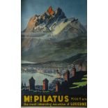 Betschmann, Otto (1884-1959), "Pilatus - Zahnradbahn", Plakat/Farblithographie, 1958. Ca.102 x 63,