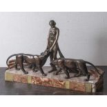 Art Deco Figurengruppe, Frankreich 1920er Jahre, Bronzeguss, rücks. sign. A. Ouline,Alexandre