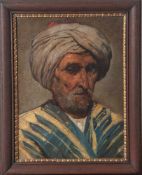 Unbekannter Monogrammist, Portrait eines bärtigen Mannes mit Turban und orientalischerKleidung, um