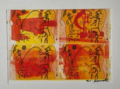 Penck, A.R. (1939-2017), "Deutsch-Deutsche Postkarte", 1988 und Droese, Felix (geb. 1950),"Haus