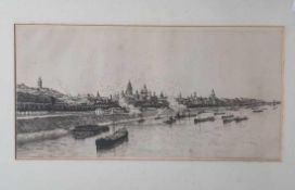 Kohl, Hans (1897-1990), Ansicht auf Mainz mit Rhein, Radierung. Ca. 24 x 46 cm, PP,