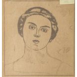 Hodler, Ferdinand (1853-1918), Mädchenkopf, Lithographie, re. u. im Druck sign., aufPergament bez.