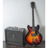 E-Gitarre, Framus Caravelle Variant in Sunburst, frühe 1970er Jahre, Halbresonanz, inTasche mit