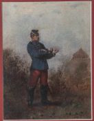 Gaubault, Alfred Emile (ca. 1820-1885, wohl), Französischer Offizier im Feld, Öl/Holz, li.u.