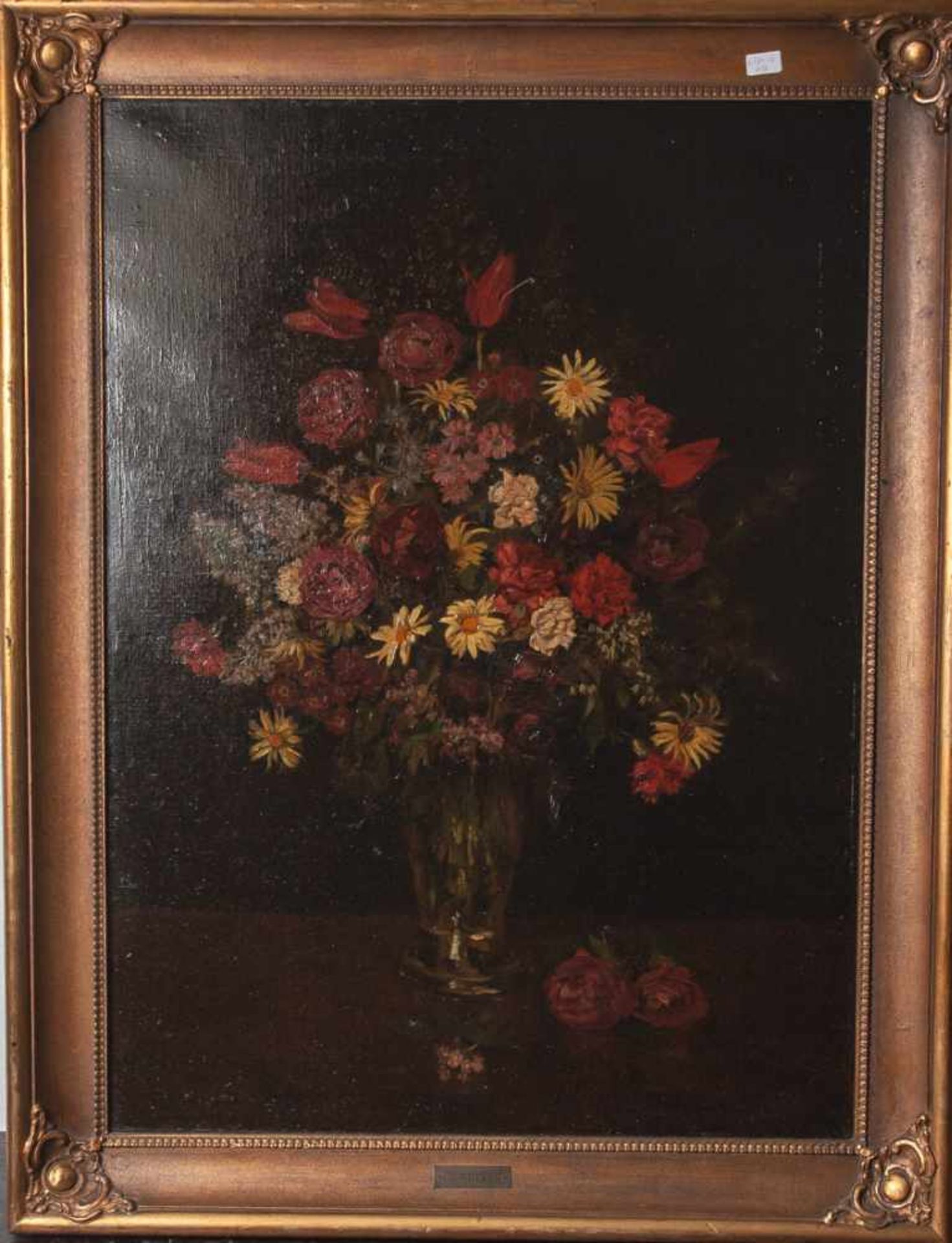 Borge, O.S. (19./20. Jahrhundert), Blumenstillleben mit Rosen, Tulpen, Nelken, Margeritenu.