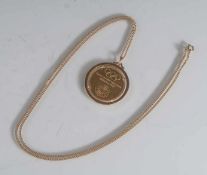 Medaille, "Spiele der XX. Olympiade München 1972", Gold 900/1000, DM. 32 mm, 17,65 gr.,Fassung