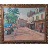 Unbekannter Maler (20. Jahrhundert), Straßenszenerie wohl Paris/Montmartre, Öl/Sperrholz,re. u.