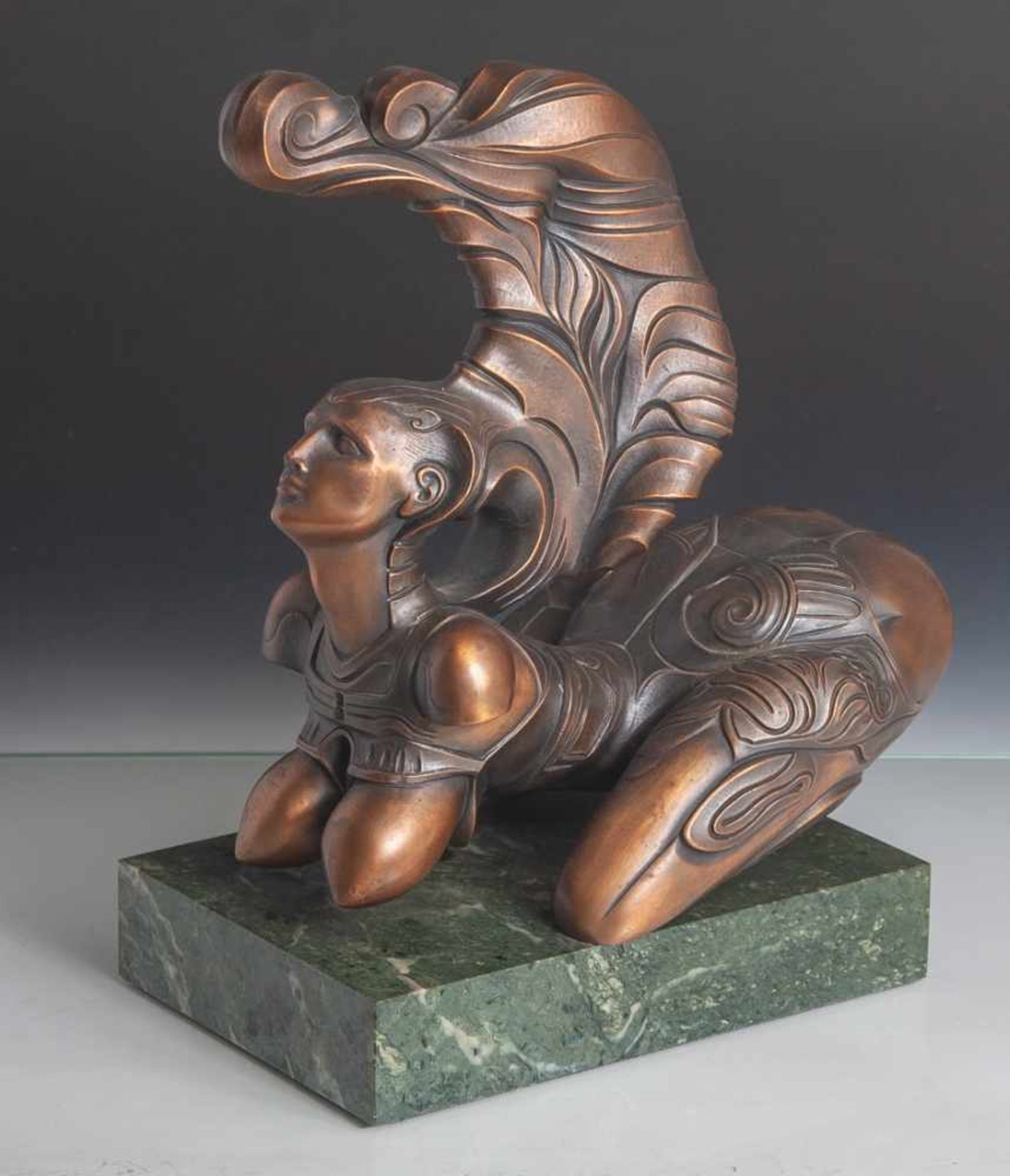 Fuchs, Ernst (1930-2015), "Die Sphinx II", Bronze, Gießstempel Strassacker, Aufl. No.036/1000,