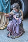Figurine, Johannes der Täufer, 20. Jahrhundert, Vollholz geschnitzt, polychrom gefasst. H.ca. 49 cm,