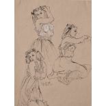 Schütt, Franz Theodor (1908-1990), Bewegungsstudien dreier Frauen in verschiedenen Posen,