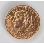 100 Schweizer Franken, 1925, Vreneli, Gold 900/1000, "B", DM waagerecht: 35,73, DMsenkrecht: 35,53