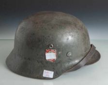 Stahlhelm M40, 3. Reich, Polizei, Feldjäger, schöner orig. Zustand, links der Polizeiadlerin